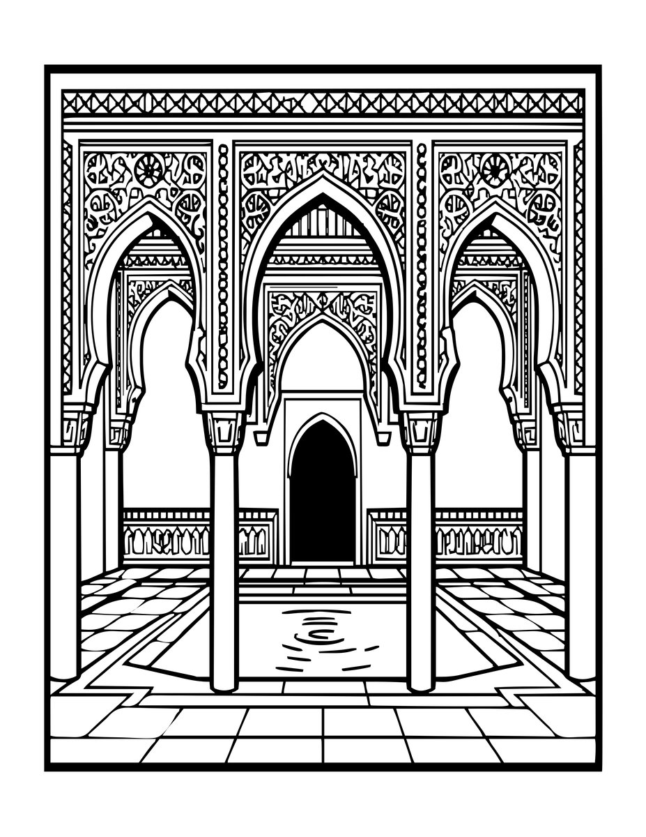 Alhambra Palace - free printable coloring page