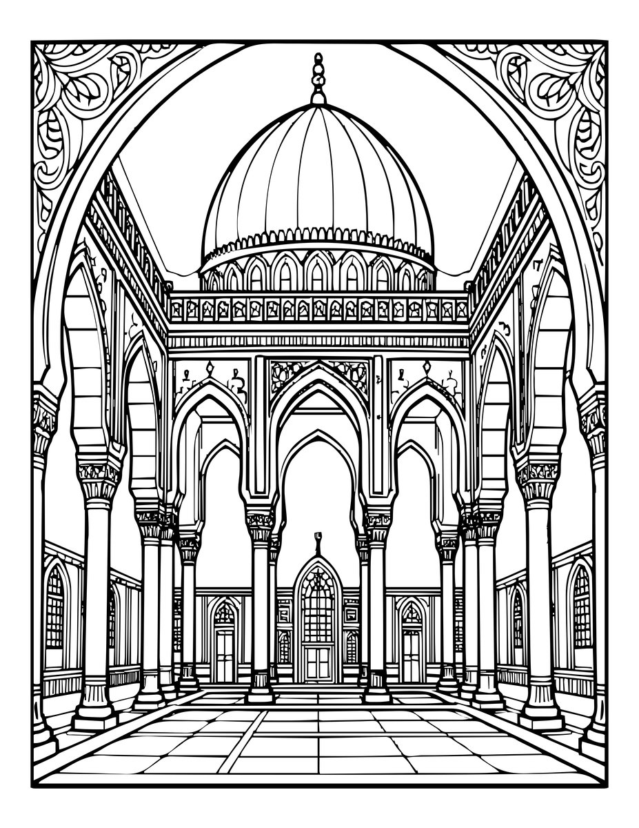 Grand Mosque - free printable coloring page