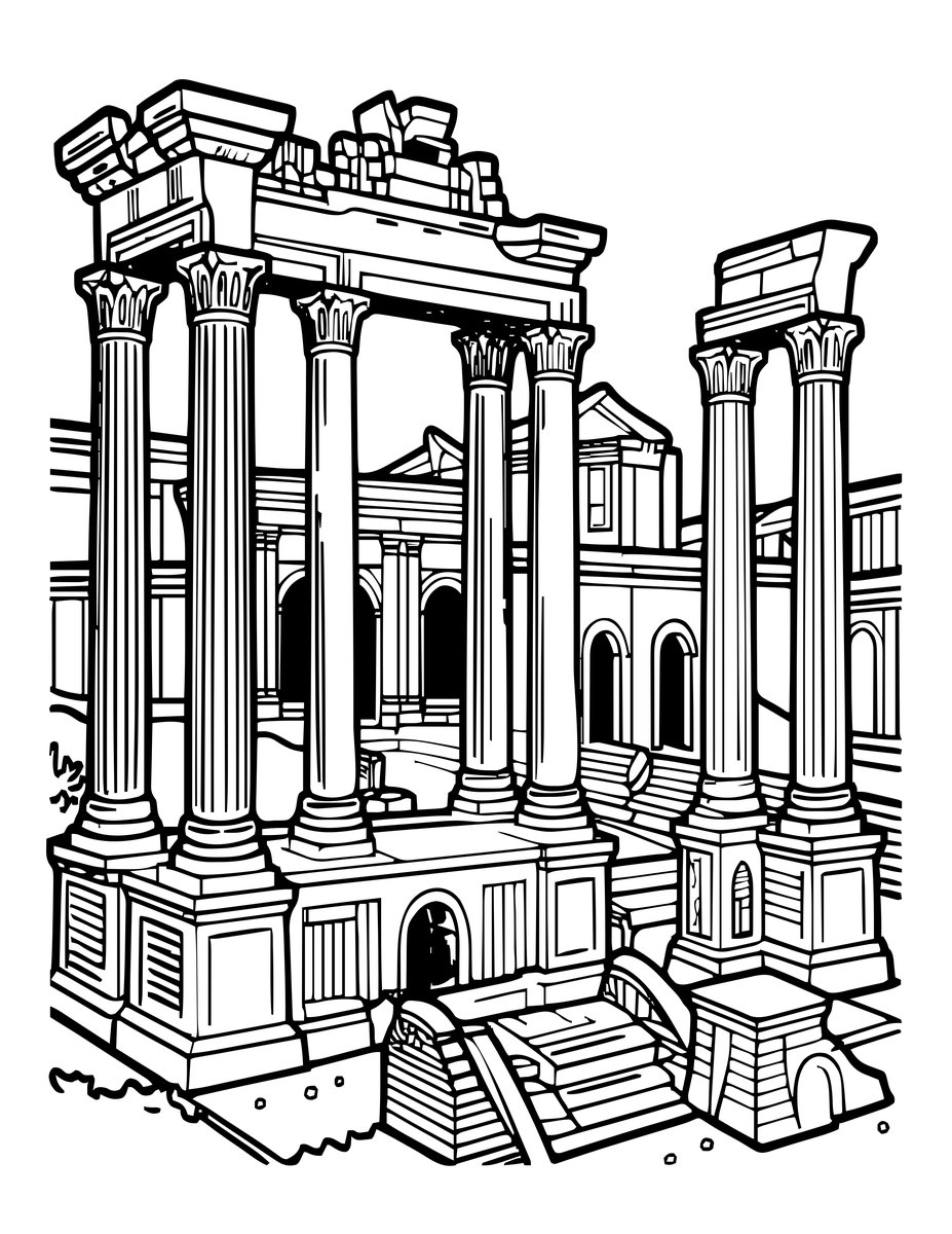 Roman Forum - free printable coloring page