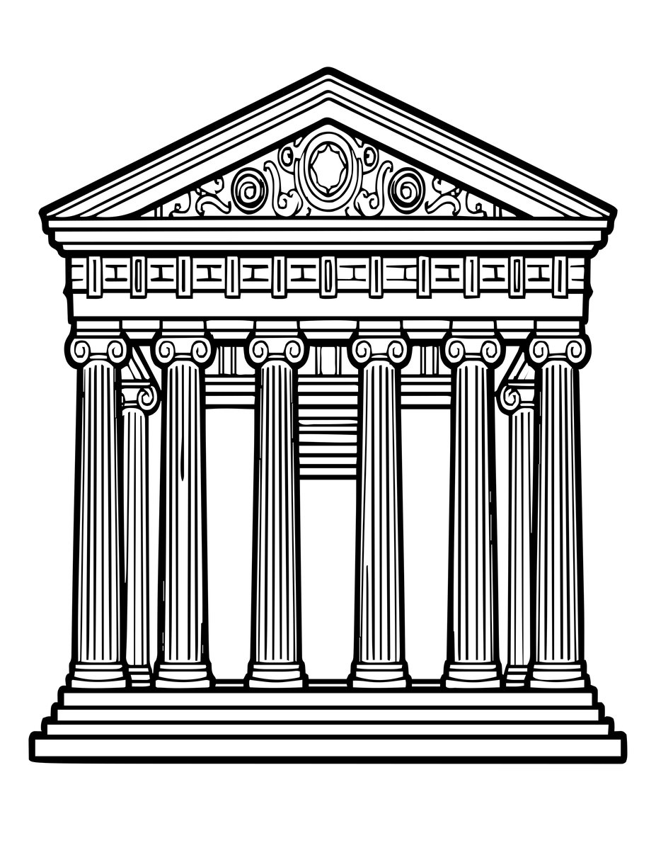 Parthenon - free printable coloring page