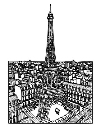 Eiffel Tower - Free printable coloring page