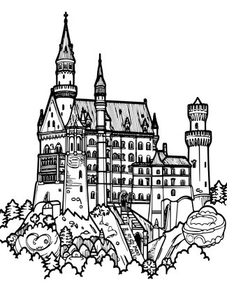 Neuschwanstein Castle - Free printable coloring page