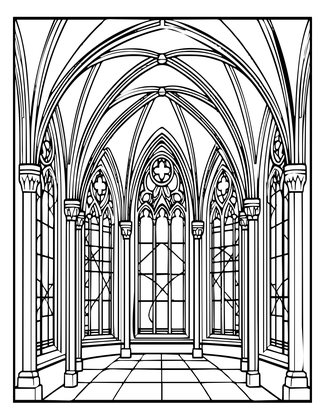 Gothic Cathedral - Free printable coloring page