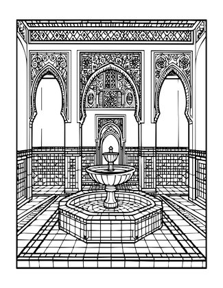 Moroccan Riad - Free printable coloring page