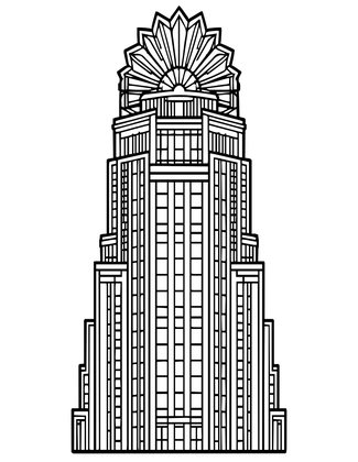 Art Deco Building - Free printable coloring page