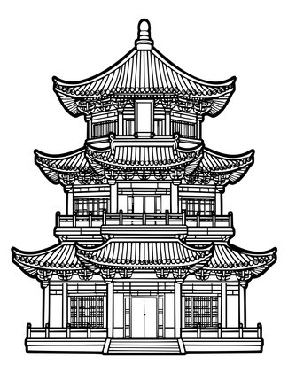 Pagoda - Free printable coloring page