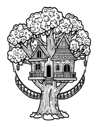 Treehouse - Free printable coloring page