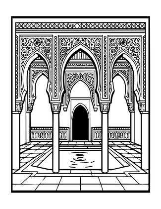 Alhambra Palace - Free printable coloring page