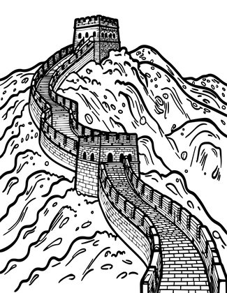 Great Wall - Free printable coloring page