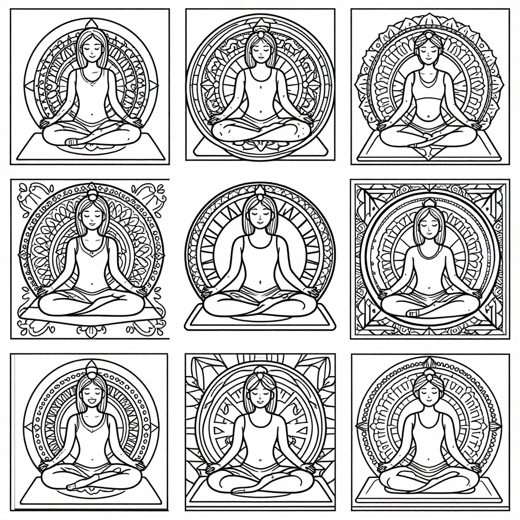 Yoga Meditation coloring pages collection - 40 free printable pages