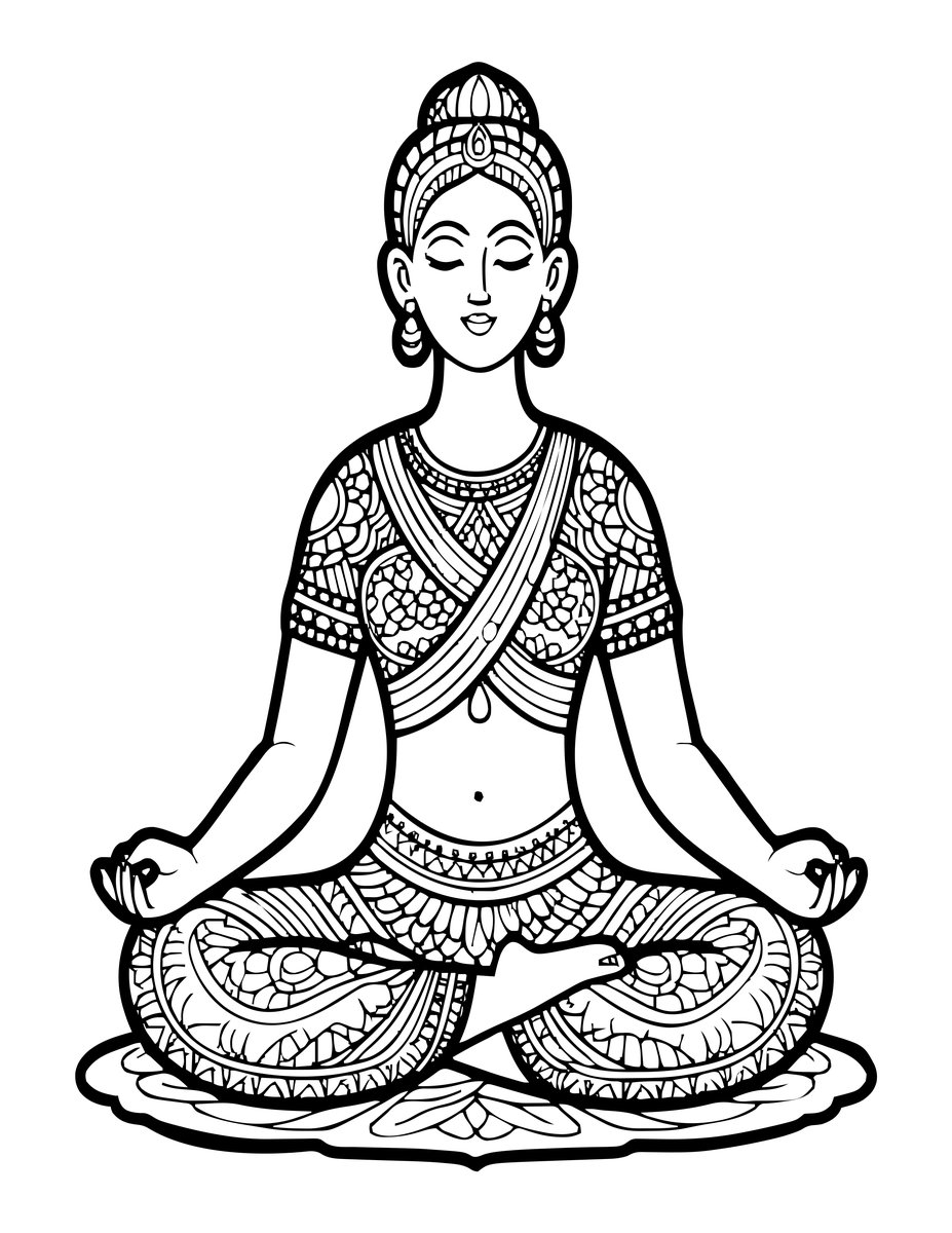 Lotus Pose - free printable coloring page