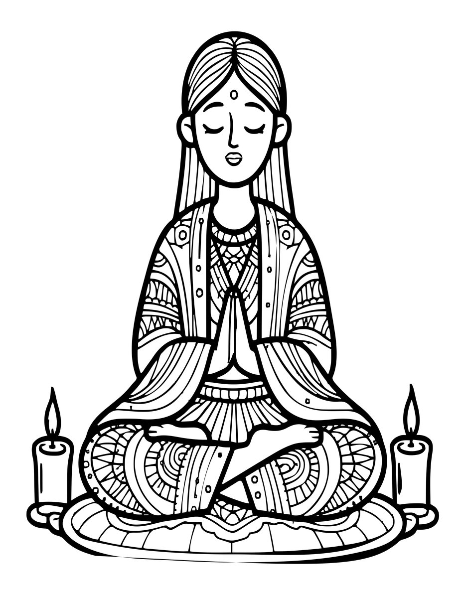 Seated Meditation - free printable coloring page