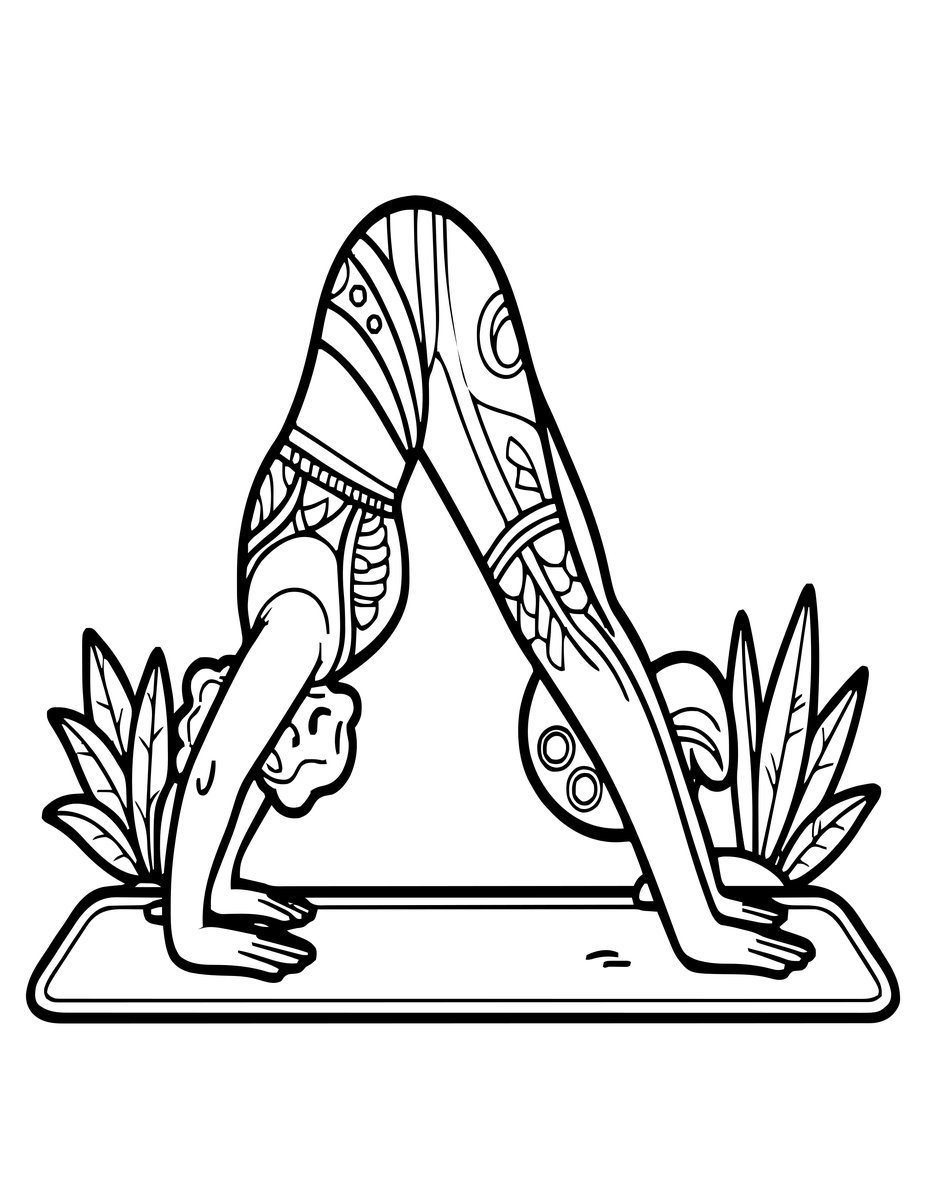 Downward Dog - free printable coloring page
