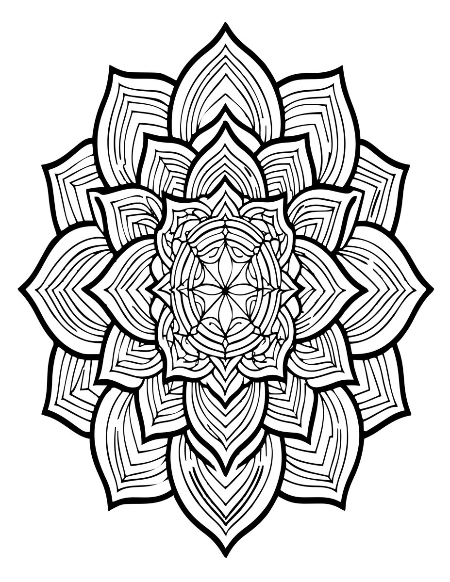 Lotus Mandala - free printable coloring page