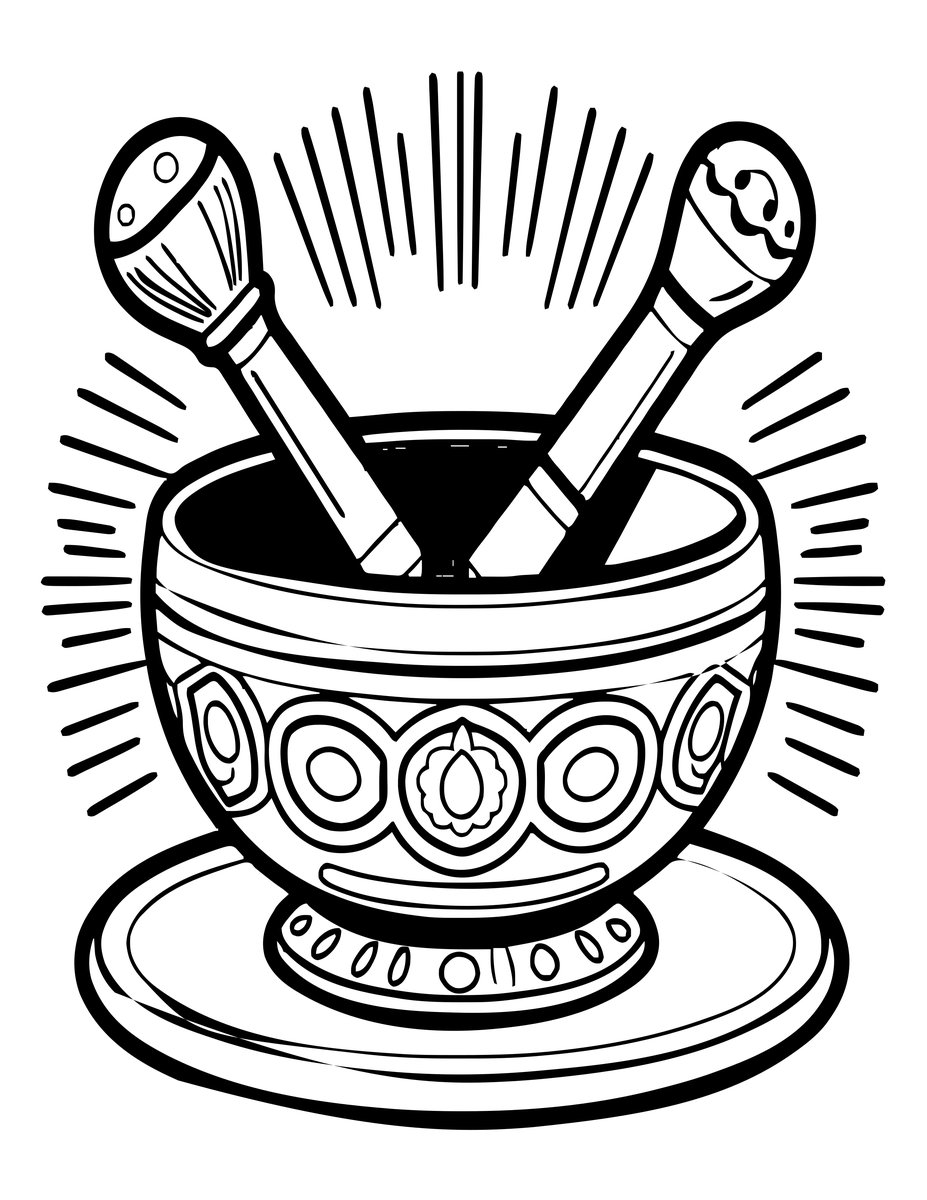 Singing Bowl - free printable coloring page