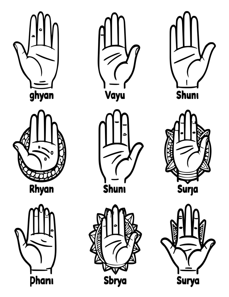 Mudra Collection - free printable coloring page