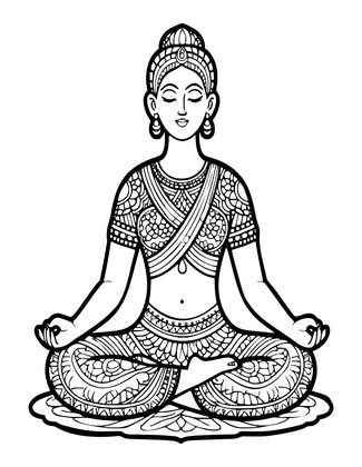 Lotus Pose - Free printable coloring page