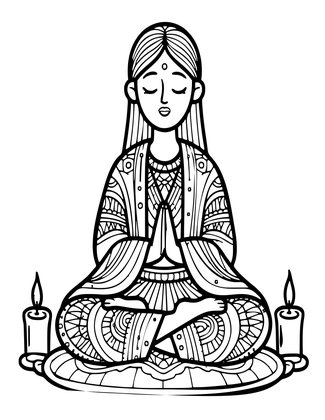Seated Meditation - Free printable coloring page