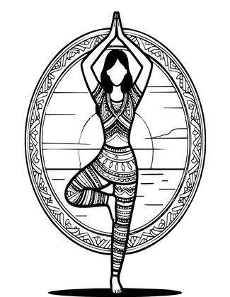 Tree Pose - Free printable coloring page