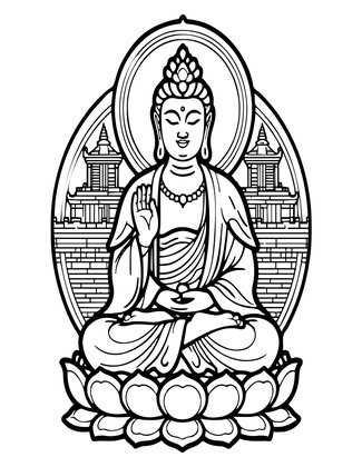 Buddha Statue - Free printable coloring page