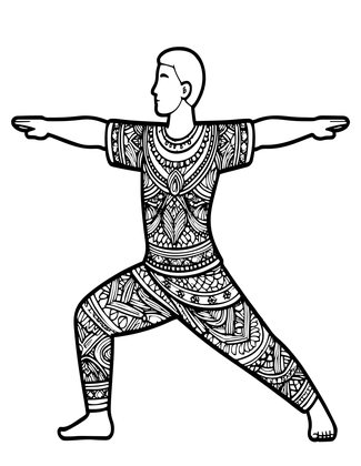 Warrior Pose - Free printable coloring page