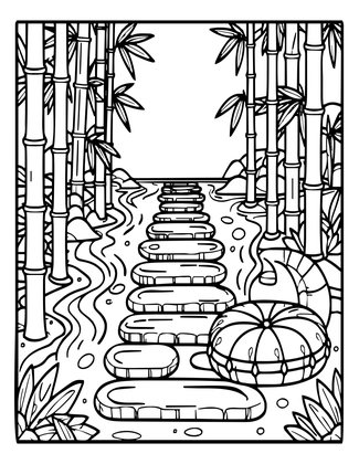 Meditation Garden - Free printable coloring page