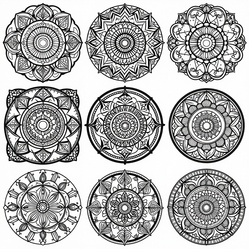 Zentangle coloring pages collection - 40 free printable pages