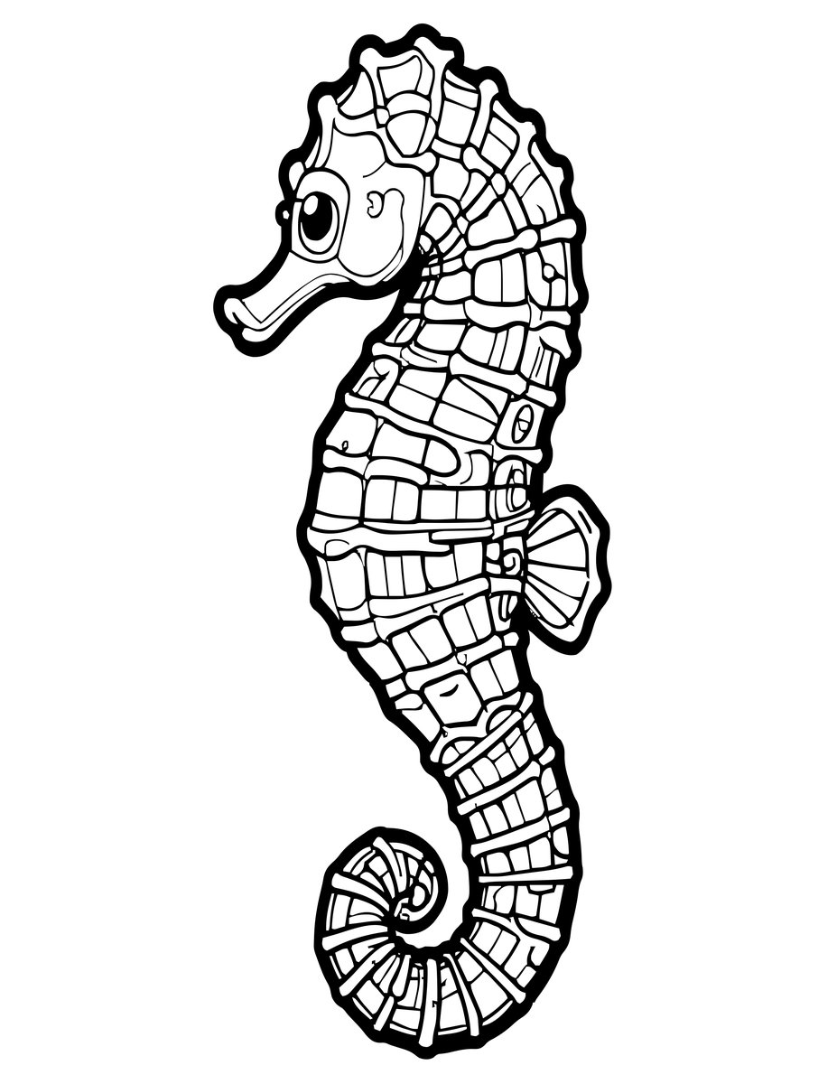 Zen Seahorse - free printable coloring page