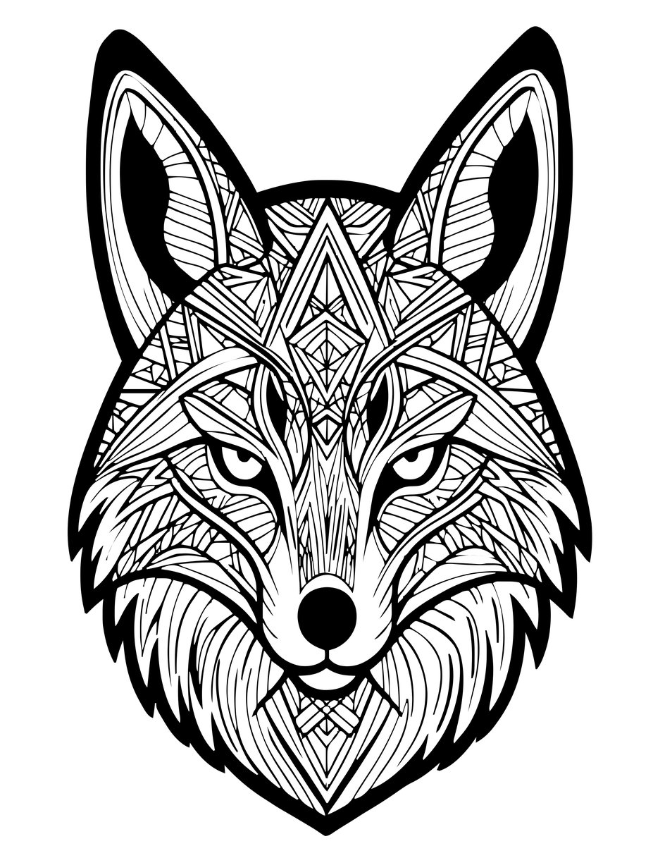 Zen Fox - free printable coloring page