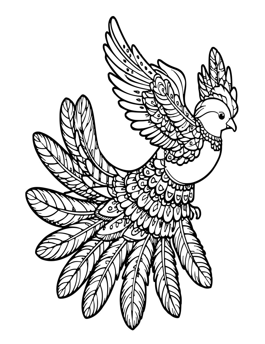 Zen Phoenix - free printable coloring page