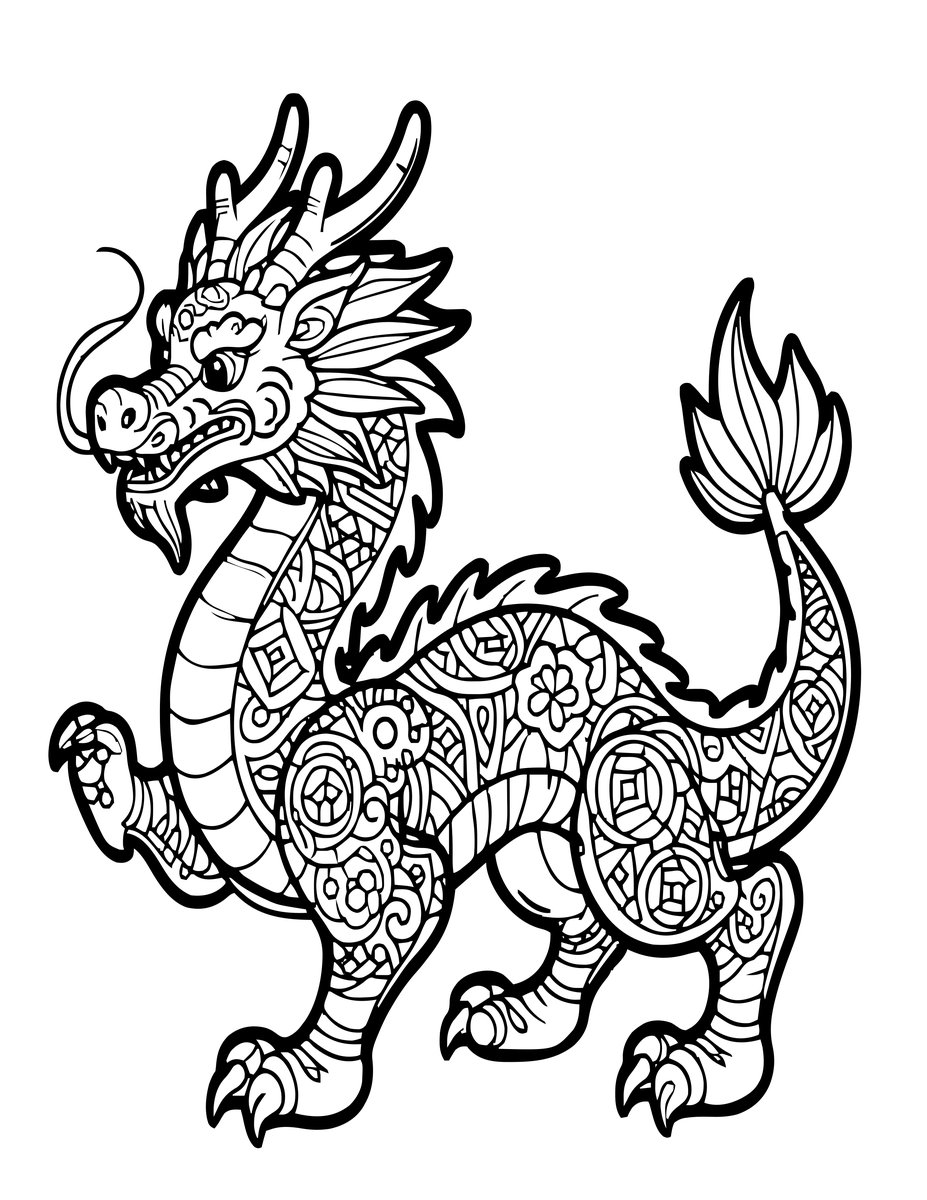 Zen Dragon - free printable coloring page