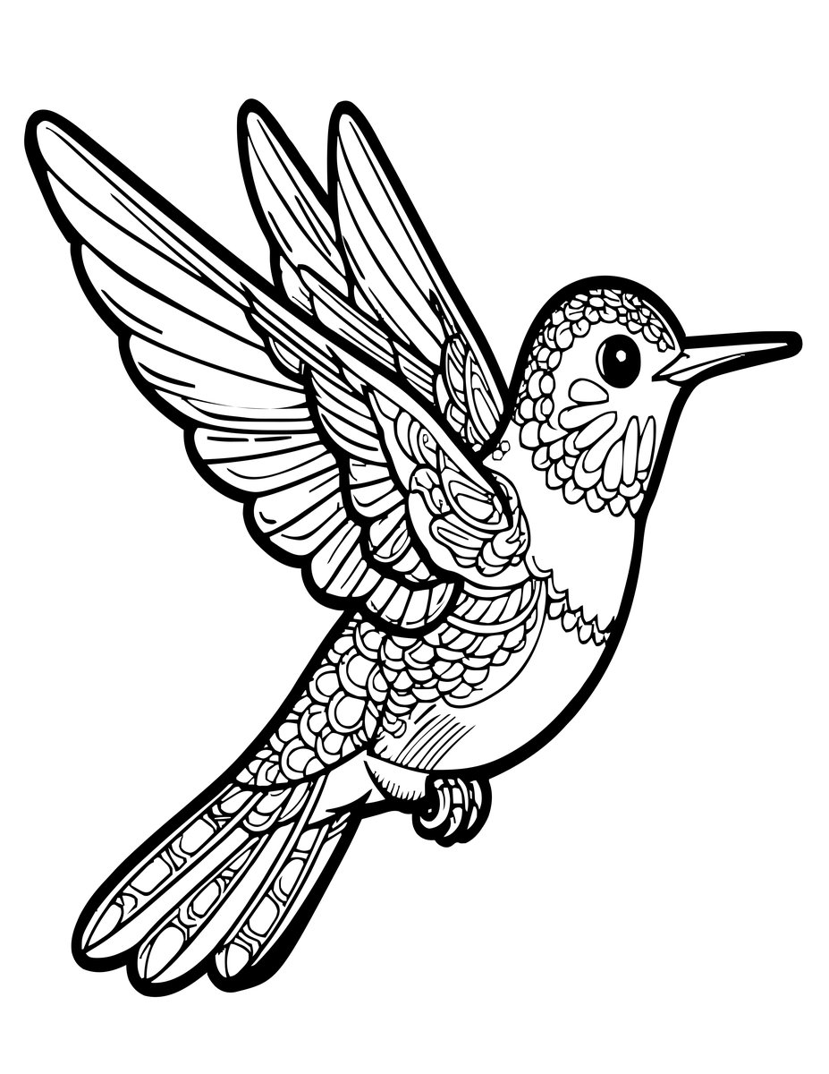 Zen Hummingbird - free printable coloring page