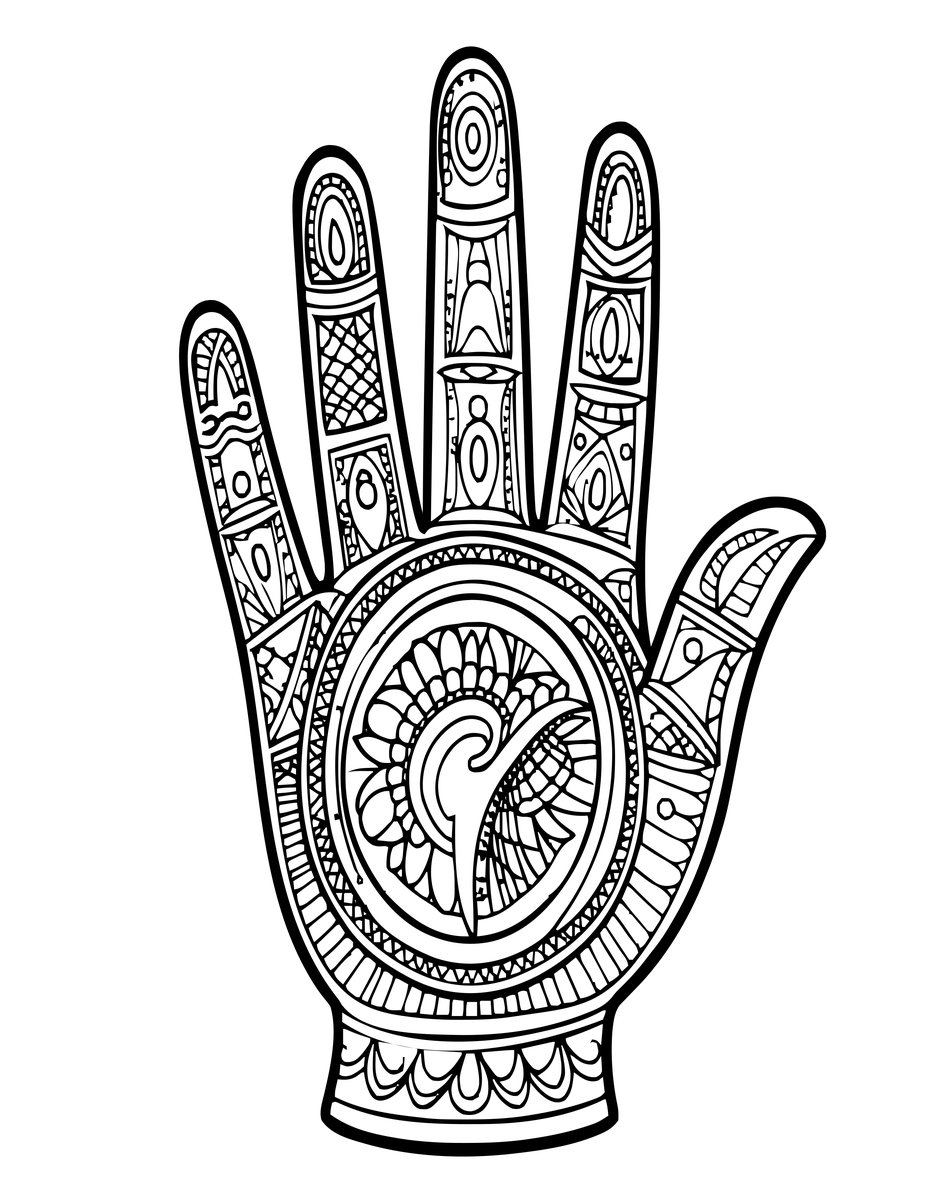 Zen Hamsa Hand - free printable coloring page