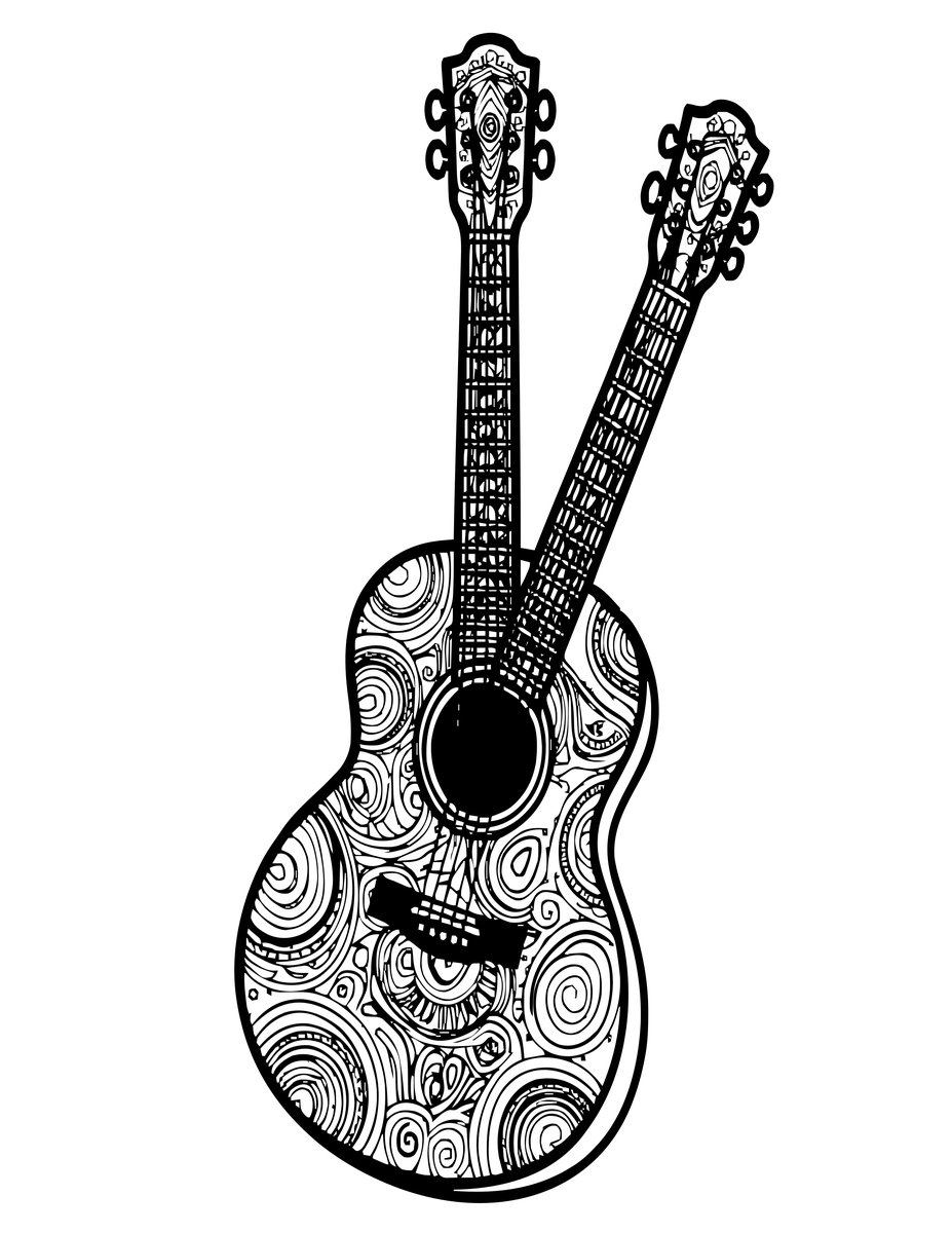 Zen Guitar - free printable coloring page