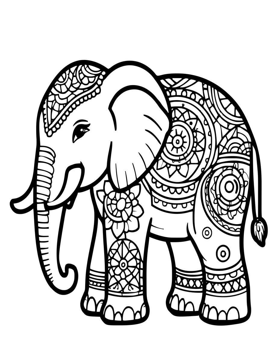 Zen Elephant - free printable coloring page
