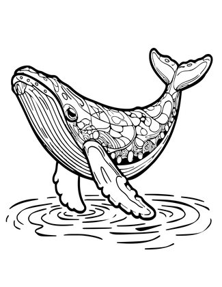 Zen Whale - Free printable coloring page