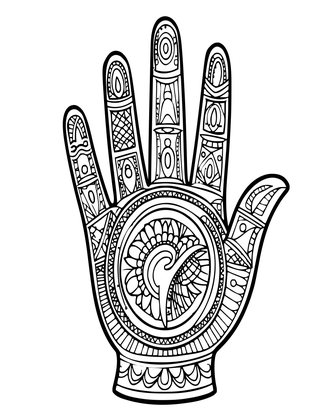 Zen Hamsa Hand - Free printable coloring page