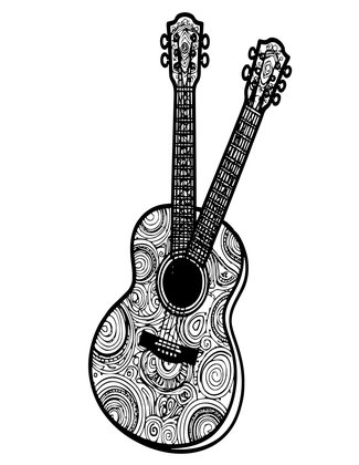 Zen Guitar - Free printable coloring page