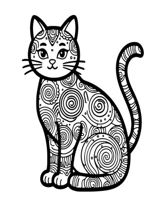 Zen Cat - Free printable coloring page
