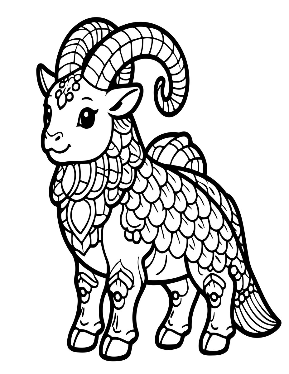 Capricorn Sea-Goat - free printable coloring page