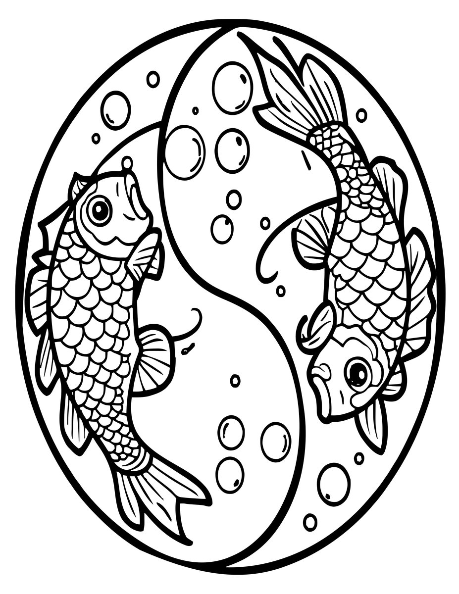 Pisces Fish - free printable coloring page