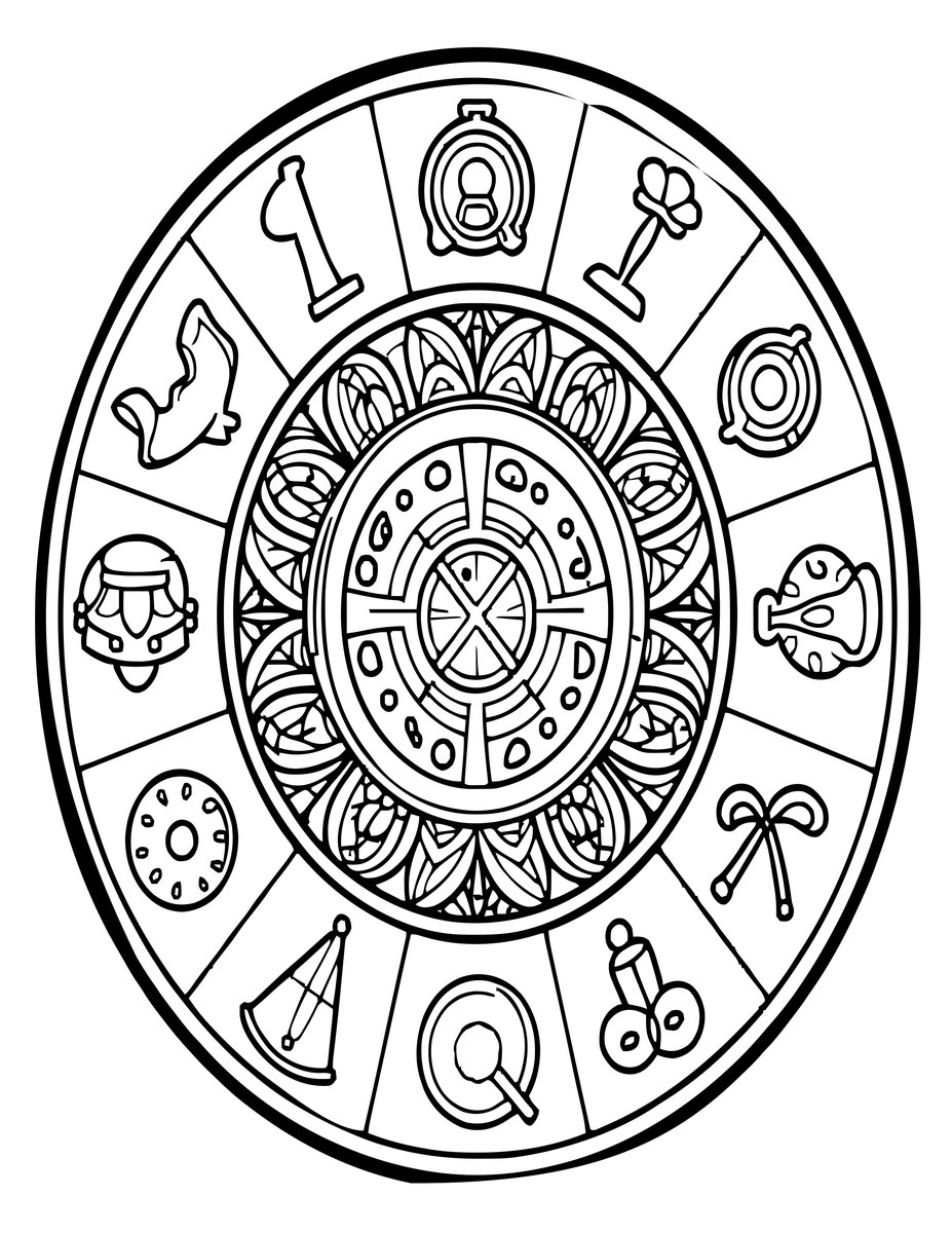 Full Zodiac Wheel - free printable coloring page