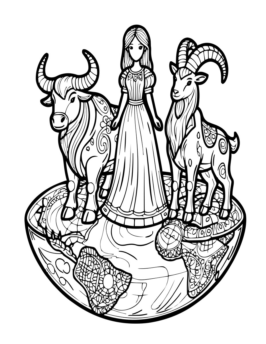 Earth Signs Trio - free printable coloring page