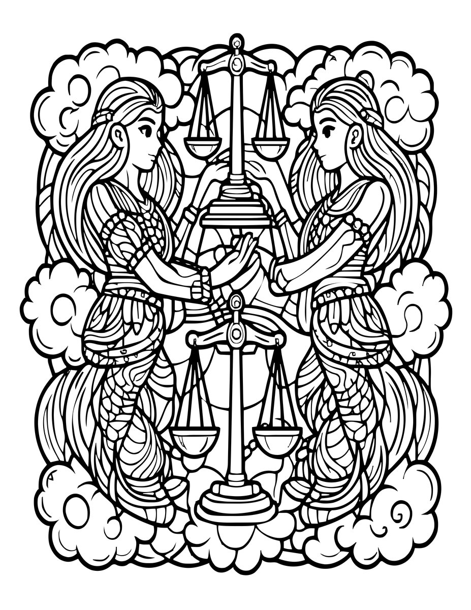 Air Signs Trio - free printable coloring page