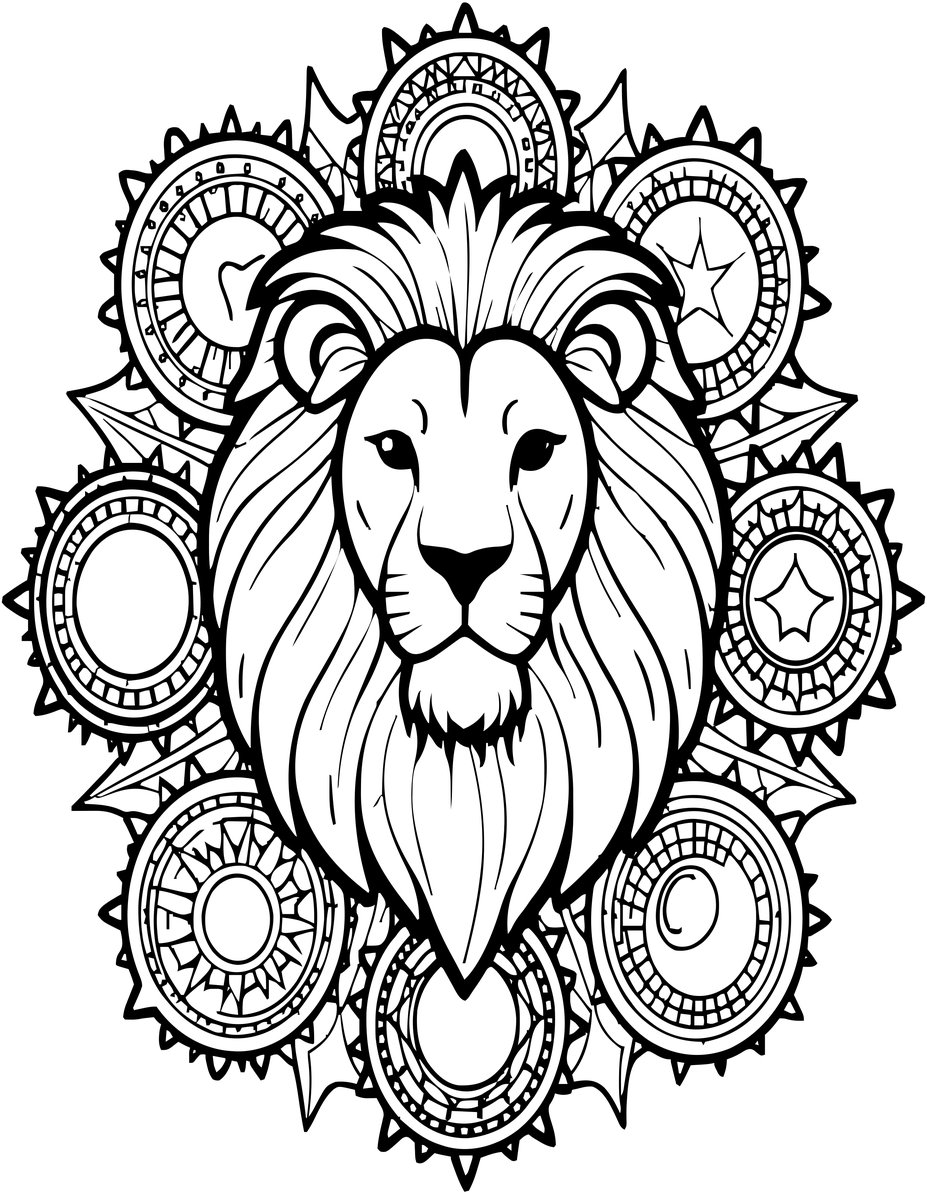 Celestial Leo - free printable coloring page
