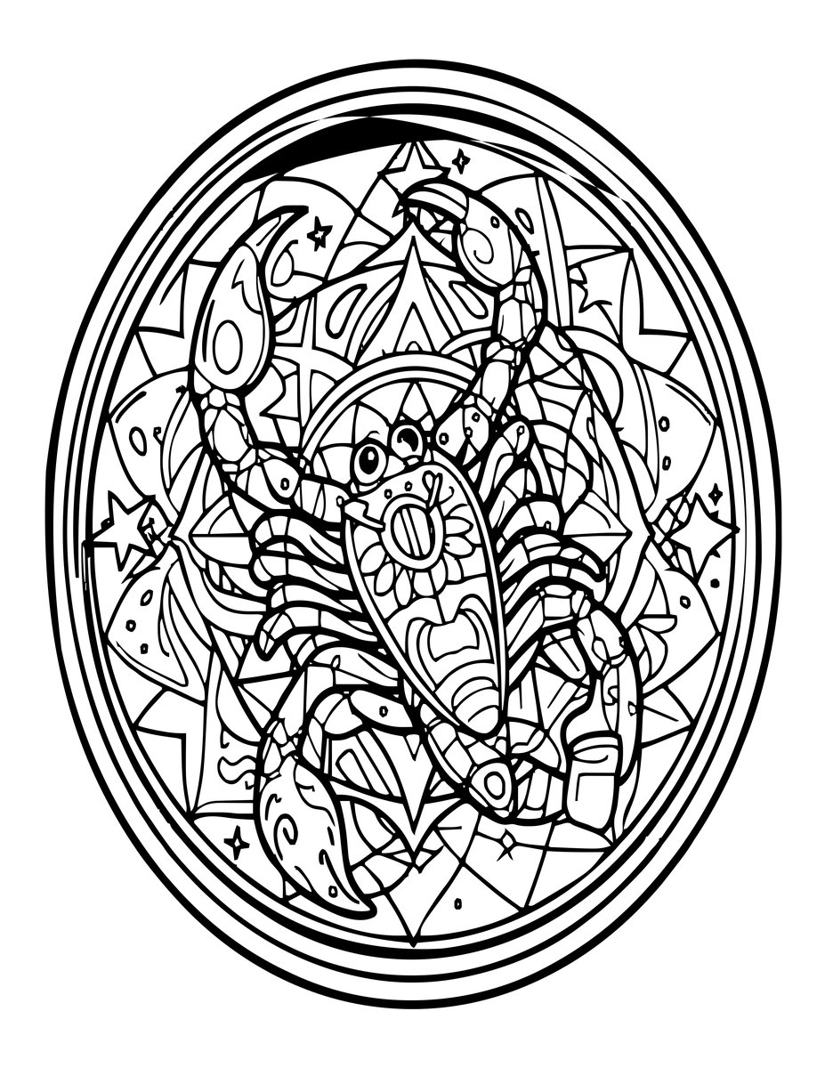 Cosmic Scorpio - free printable coloring page