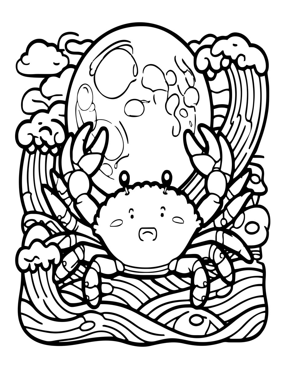 Cancer Moon Child - free printable coloring page