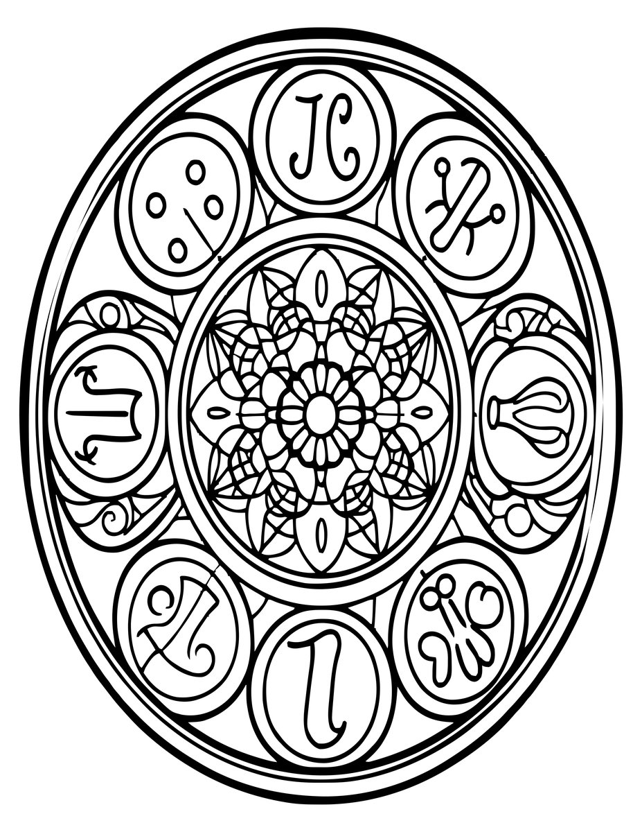 Zodiac Mandala - free printable coloring page