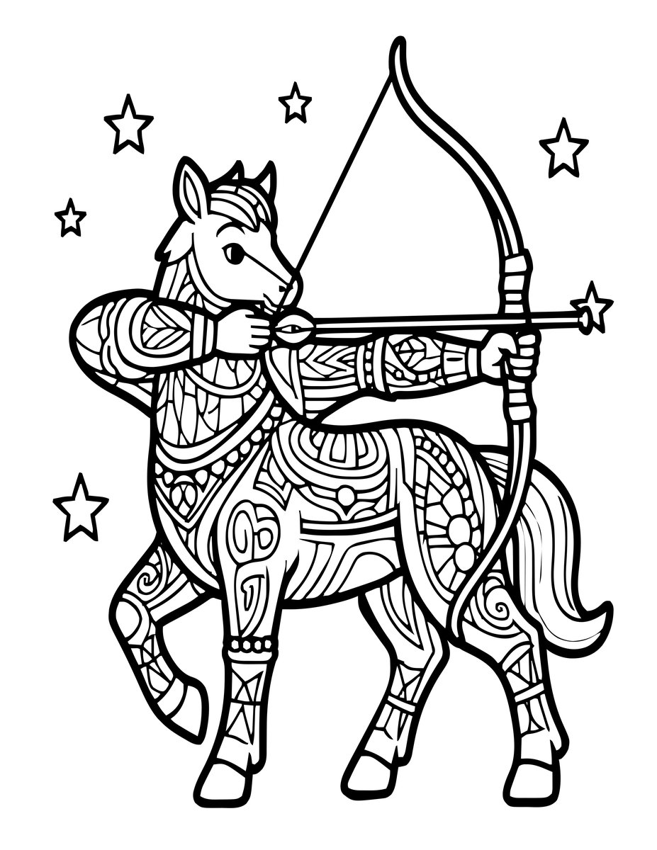 Sagittarius Archer - free printable coloring page