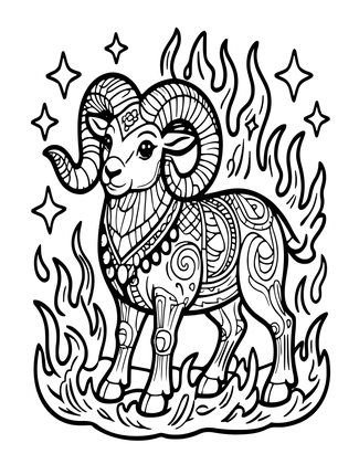 Aries Ram - Free printable coloring page
